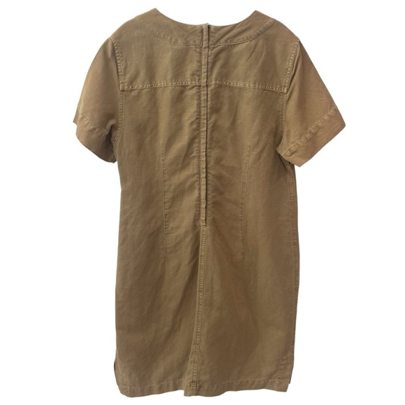 J. Crew Lace up V-Neck Canvas Short Sleeve Khaki Midi Dress Safari Summer 10 - Picture 5 of 10